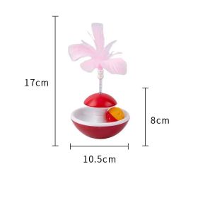 New Durable Funny Pet Cat Toys for entertain itself Mimi Favorite Feather Tumbler with small bell Kitten Cat Toys For Catch - red