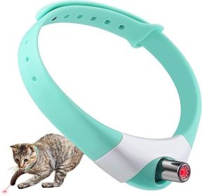 Smart Laser Tease Cat Collar Electric USB Charging Kitten Wearable Automatically Toys Interactive Training Pet Exercise Toys - Blue Mist
