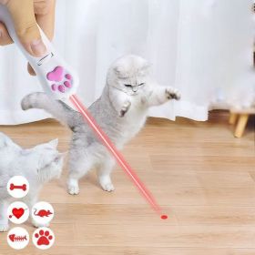 Laser Pointer Interactive Cat Chase Toy; USB Rechargeable Red Laser Light Pointer Training Tool - Pink White