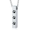 Memorial Pet  Ashes Necklace Paw Print - Silver