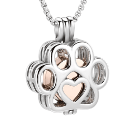 Stainless Steel Hollow Urn Pendant Memorial Necklace - Rose Gold