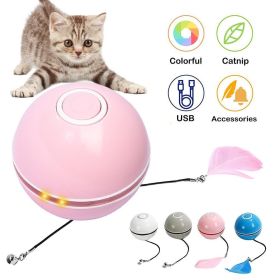 Pet cat toy LED light funny cat ball USB charging intelligent funny cat toy electric rolling ball called ball - New white+with accessories