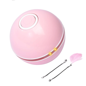Pet cat toy LED light funny cat ball USB charging intelligent funny cat toy electric rolling ball called ball - New pink+with accessories