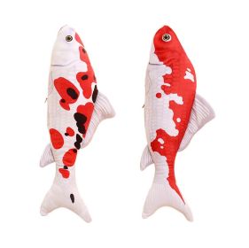 2 Pcs Simulation Carp Fish Plush Toy 30cm for Cats Toy or Sofa Decor, Red White Carp - Default