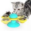 Spinning Catnip Cat Toy with Suction Cup & Groomer – Yellow/Blue