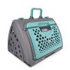 Pet Foldable Travel Cat Carrier - Front Door Collapsible Carrier Plastic Cat Lightweight Carrier - Blue