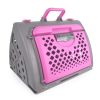 Pet Foldable Travel Cat Carrier - Front Door Collapsible Carrier Plastic Cat Lightweight Carrier - Pink
