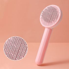 1pc Pet Grooming Brush Hair Removal Comb With Stainless Steel Teeth; Dematting Brush For Dogs & Cats - Pink