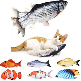 Cat Toy Flopping Fish Cat Toy With Realistic Tail Wagging; Interactive Plush Chewing Toy For Cats - Cable1 - One Size