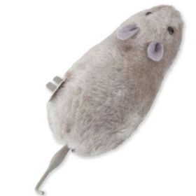 Clockwork Plush Mouse Simulation Tricky Dog Cat Toy Will Run And Wag Its Tail 1pc - Grey