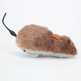 Clockwork Plush Mouse Simulation Tricky Dog Cat Toy Will Run And Wag Its Tail 1pc - Brown
