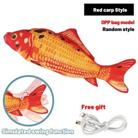 Cat Toys Floppy Wagging Fish Cat Toy Fish USB Electric Charging Simulation Fish Catnip Cat Pet Chew Toys - Red carp