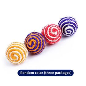 Sisal ball cat toy ball amusing cat walking toys cat scratching ball pet supplies G376A - G376A Random 3pcs
