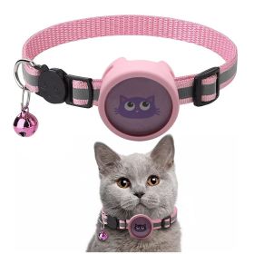 Pet Reflective Collar With Bell For AirTag - Pink - Pet Supplies
