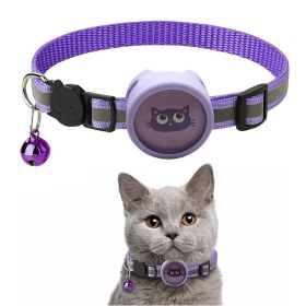 Pet Reflective Collar With Bell For AirTag - Purple - Pet Supplies