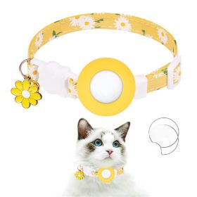 For AirTag Tracker Silicone Cover Small Daisy Pet Collar Dog Collar - Yellow - Pet Supplies