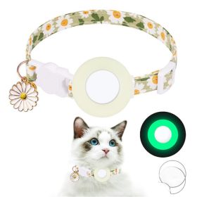 For AirTag Tracker Silicone Cover Small Daisy Pet Collar Dog Collar - Luminous Green - Pet Supplies