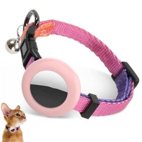 For AirTag Tracker Silicone Case Rainbow Gradient Pet Collar - Gradient Orange - Pet Supplies