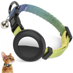 For AirTag Tracker Silicone Case Rainbow Gradient Pet Collar - Gradient Yellow - Pet Supplies