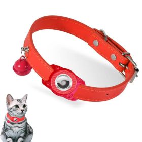 For AirTag Tracker Waterproof Protection Case Pet Leather Collar - Red - Pet Supplies