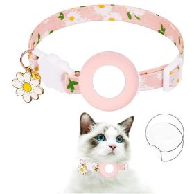For AirTag Tracker Silicone Cover Small Daisy Pet Collar Dog Collar - Pink - Pet Supplies