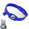 For AirTag Tracker Waterproof Protection Case Pet Leather Collar - Blue - Pet Supplies