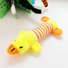 1 PC Pet dog, cat, plush cartoon embroidery, bite resistant and stress relieving duck, piglet, elephant, cute sound making toy supplies - duck