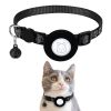 Pet Cat Reflective Collar With Bell For Airtag Tracker - Black - Pet Supplies
