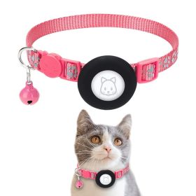 Pet Cat Reflective Collar With Bell For Airtag Tracker - Rose Red - Pet Supplies