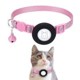 Pet Cat Reflective Collar With Bell For Airtag Tracker - Pink - Pet Supplies