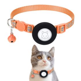 Pet Cat Reflective Collar With Bell For Airtag Tracker - Orange - Pet Supplies