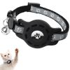 For AirTag Tracker Locator Protective Case Reflective Pet Collar - Black - Pet Supplies