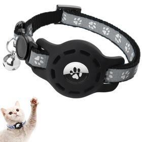 For AirTag Tracker Locator Protective Case Reflective Pet Collar - Black - Pet Supplies