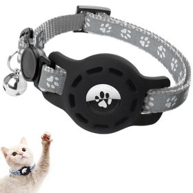 For AirTag Tracker Locator Protective Case Reflective Pet Collar - Gray - Pet Supplies