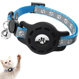 For AirTag Tracker Locator Protective Case Reflective Pet Collar - Blue - Pet Supplies