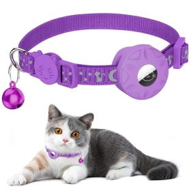 For AirTag Tracker Silicone Case Reflective Cats Dogs Pet Collar - Purple - Pet Supplies