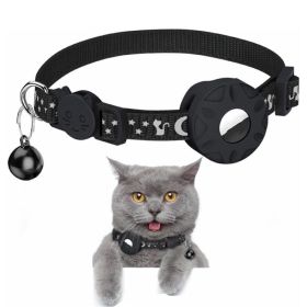 For AirTag Tracker Silicone Case Reflective Cats Dogs Pet Collar - Black - Pet Supplies