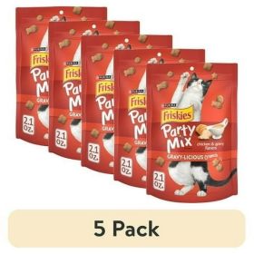Purina Friskies Party Mix Gravy-Licious Cat Treats With Chicken And Gravy Flavors 2.1 Oz Bag 5 Pack - Purina Friskies