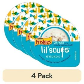 Purina Friskies Natural Grain Free Lickable Cat Treats Lil' Soups With Tuna In Chicken Broth 1.2 Oz Cups 8 Pack 4 Count Bundle - Purina Friskies