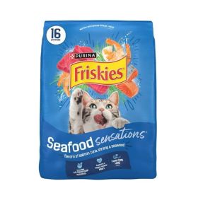 Purina Friskies Dry Cat Food Seafood Sensations With Salmon Tuna And Shrimp Flavors 16 Lb Bag - Purina Friskies