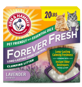 ARM & HAMMER Forever Fresh Clumping Cat Litter, Lavender Essential Oils, Multi-Cat, 20 lb - ARM & HAMMER