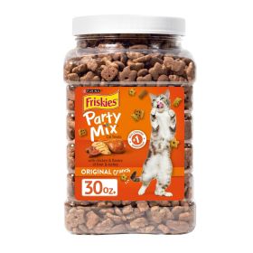 Purina Friskies Party Mix Cat Treats Original Crunch Snacks With Chicken Liver And Turkey Flavors 30 Oz Canister - Purina Friskies