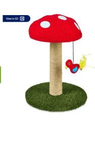Vibrant Life Deluxe Jute Mushroom Cat Scratching Post with Dangling Bird Toy, Multicolor - Vibrant Life Deluxe Jute Mushroom