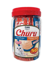 INABA Churu Creamy, Lickable Wet Cat Treats, 0.5 oz, 50 Tubes, Tuna & Chicken Variety - INABA Churu Creamy, Lickable