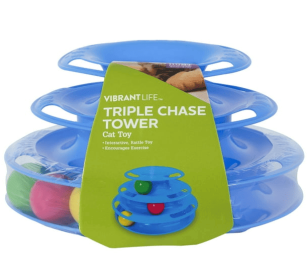 Vibrant Life Triple Chase 3 Tier Tower Interactive Ball Toy for Cats and Kittens - Vibrant Life Triple Chase 3 Tier Tower