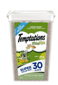 Temptations Mixups Catnip Fever Flavor Crunchy and Soft Dry Cat Treats, 30 oz Tub - Temptations Mixups Catnip Fever Flavor