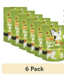 (6 pack) Purina Friskies Party Mix Morning Munch Crunch Cat Treats, Bacon, Egg, & Cheese, 2.1 oz Bag - (6 pack) Purina Friskies