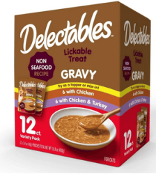 Hartz Delectables Gravy Lickable Wet Cat Treats Variety Pack, 12 Count - Hartz Delectables Gravy Lickable