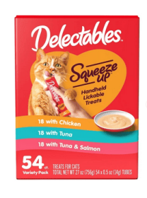 Hartz Delectables Squeeze up Lickable Wet Cat Treat Flavor Variety Pack, 0.5oz Tube (54 Count) - Hartz Delectables Squeeze up Lickable