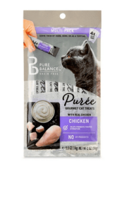Pure Balance Puree Gourmet Cat Treats with Real Chicken, 0.5 oz, 4 Count - Pure Balance Puree Gourmet Cat Treats